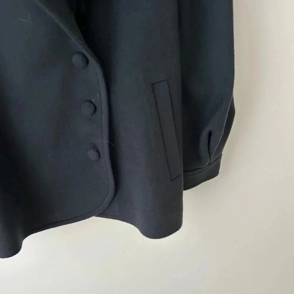 Asian Brand Navy Wool Puff Shoulder Cropped Jacket M - Picture 4 of 12